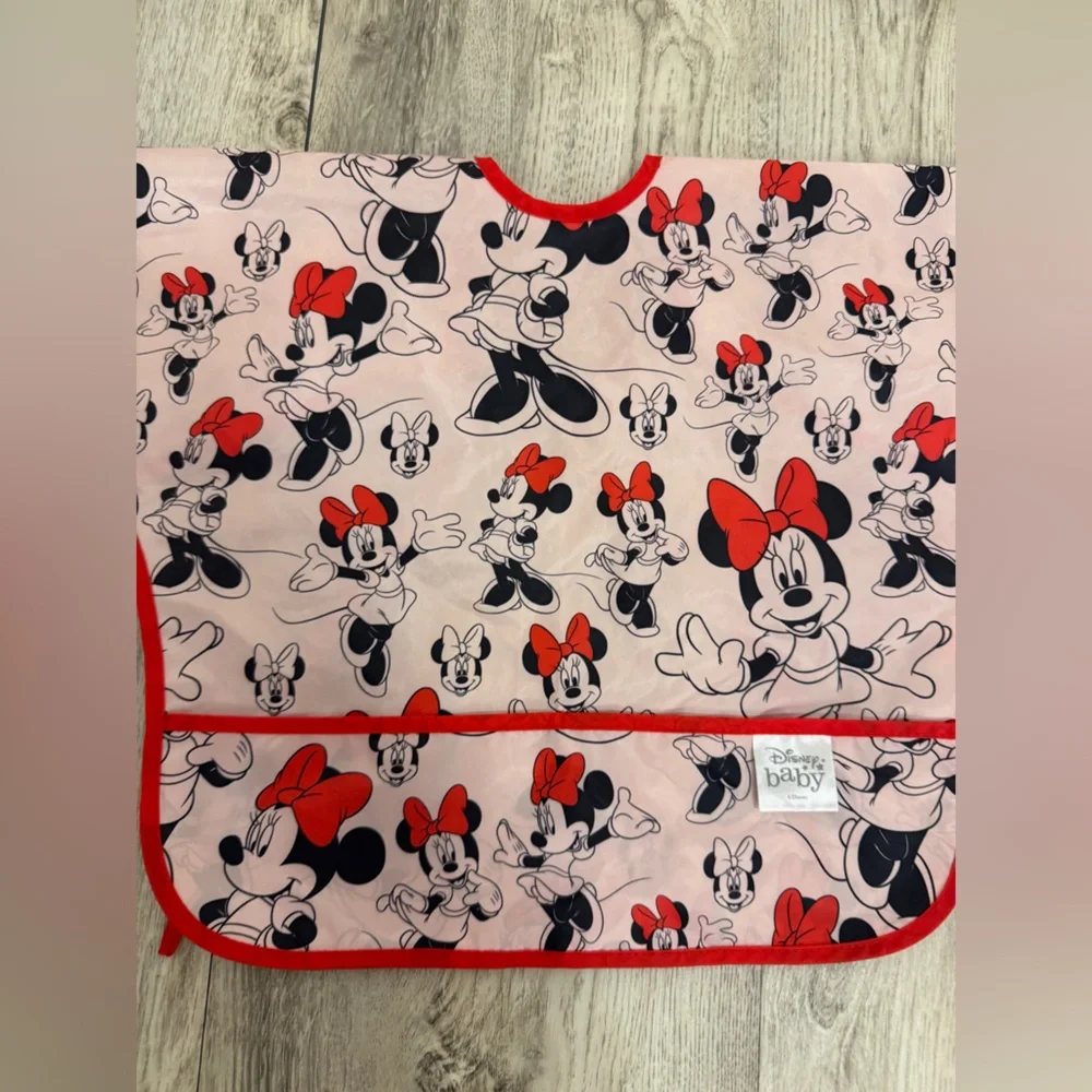 Disney Minnie Mouse Kids long sleeve bib - Pink and Red